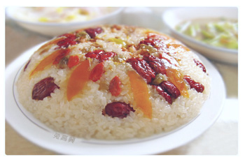 Eight treasure rice with Coix seeds, a kind of traditional dessert for Chinese festivals